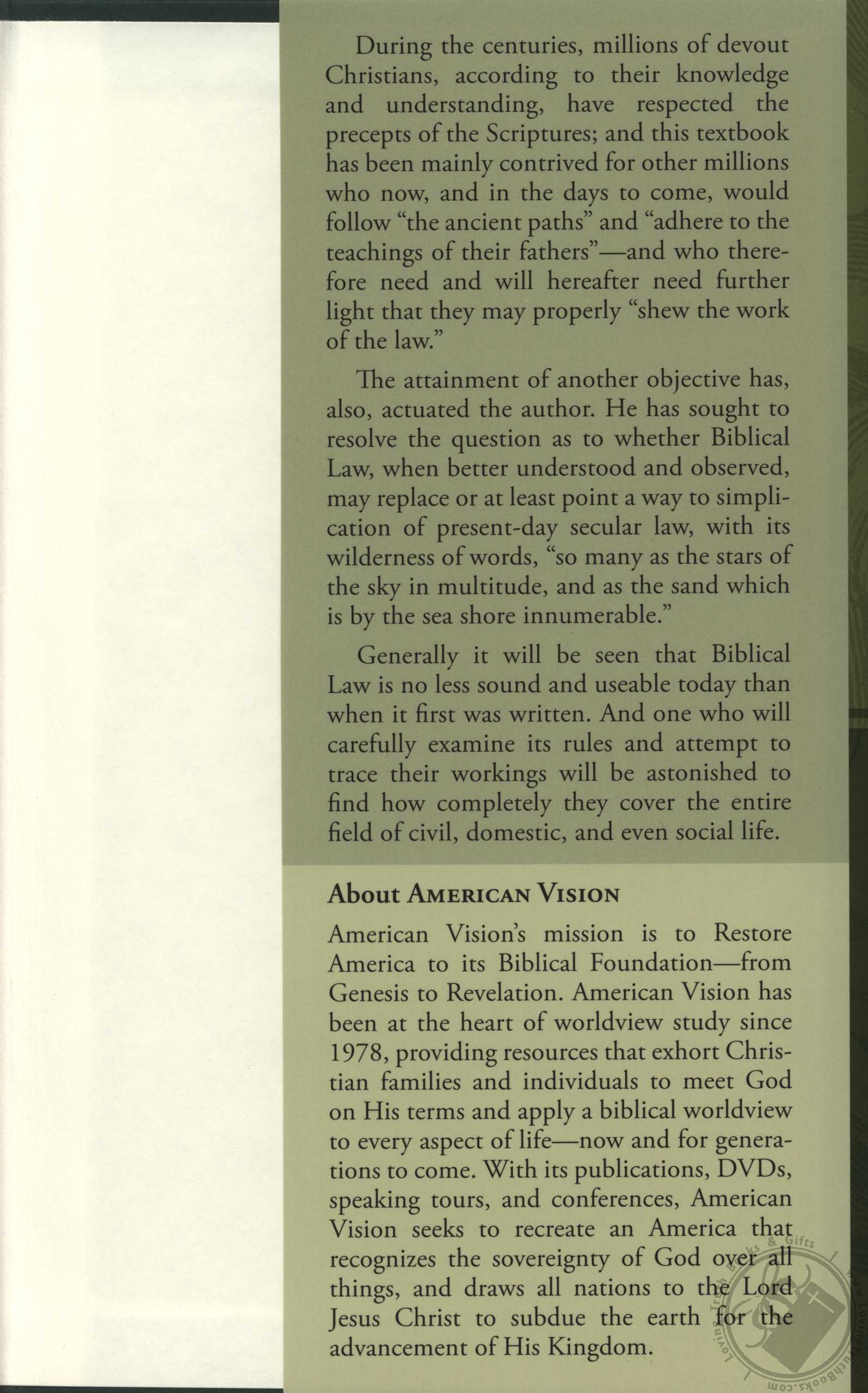 Biblical Law A Text of the Statutes, Ordinances, and Judgments of the