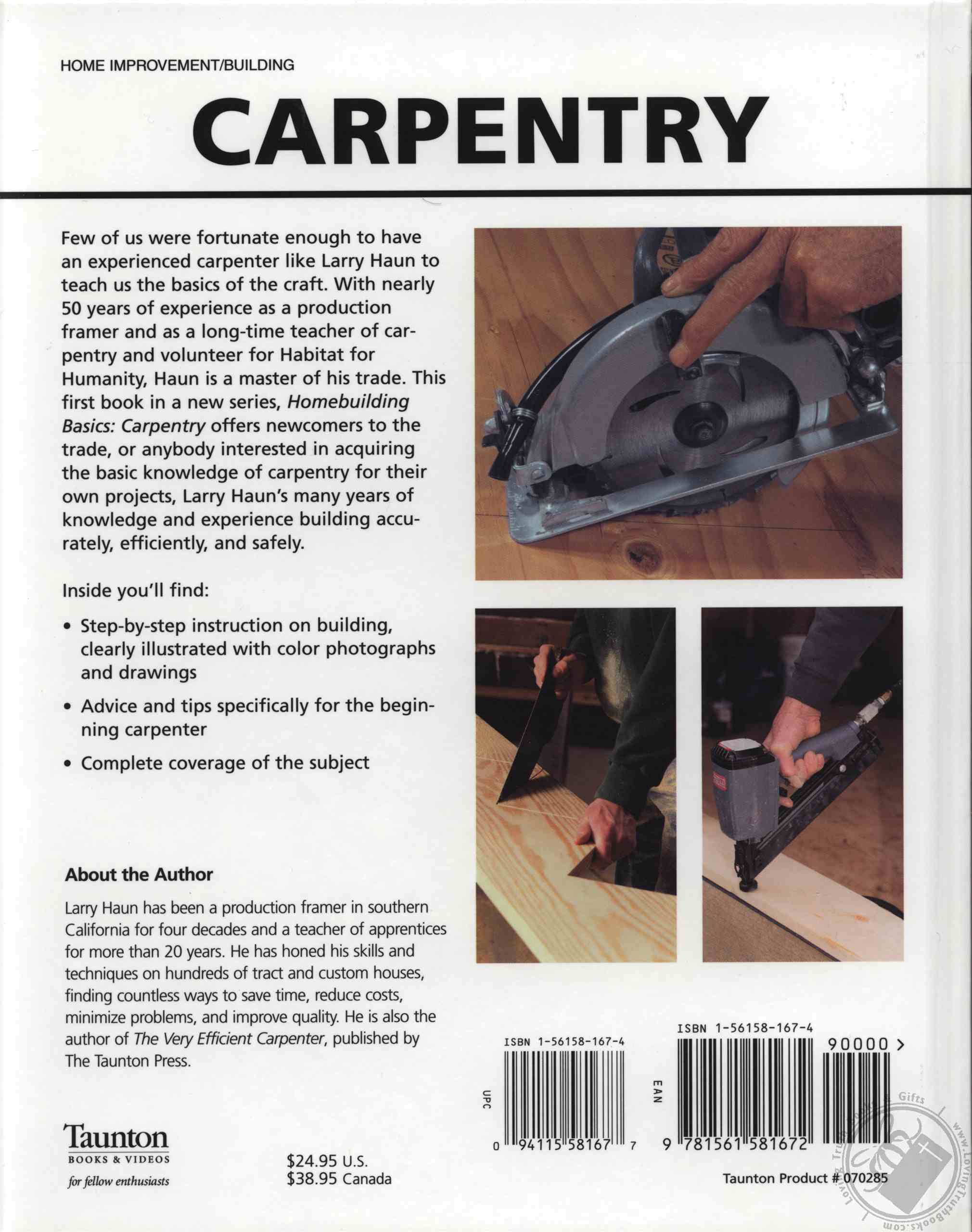 Homebuilding Basics Carpentry by Larry Haun (Book / Hardcover) (Loving Truth Books & Gifts)