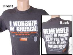 T-Shirt: Remember I Worship in Church (Adult Small / S),Voice of the Martyrs