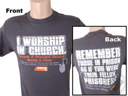 T-Shirt: Remember I Worship in Church (Adult Large / L),Voice of the Martyrs