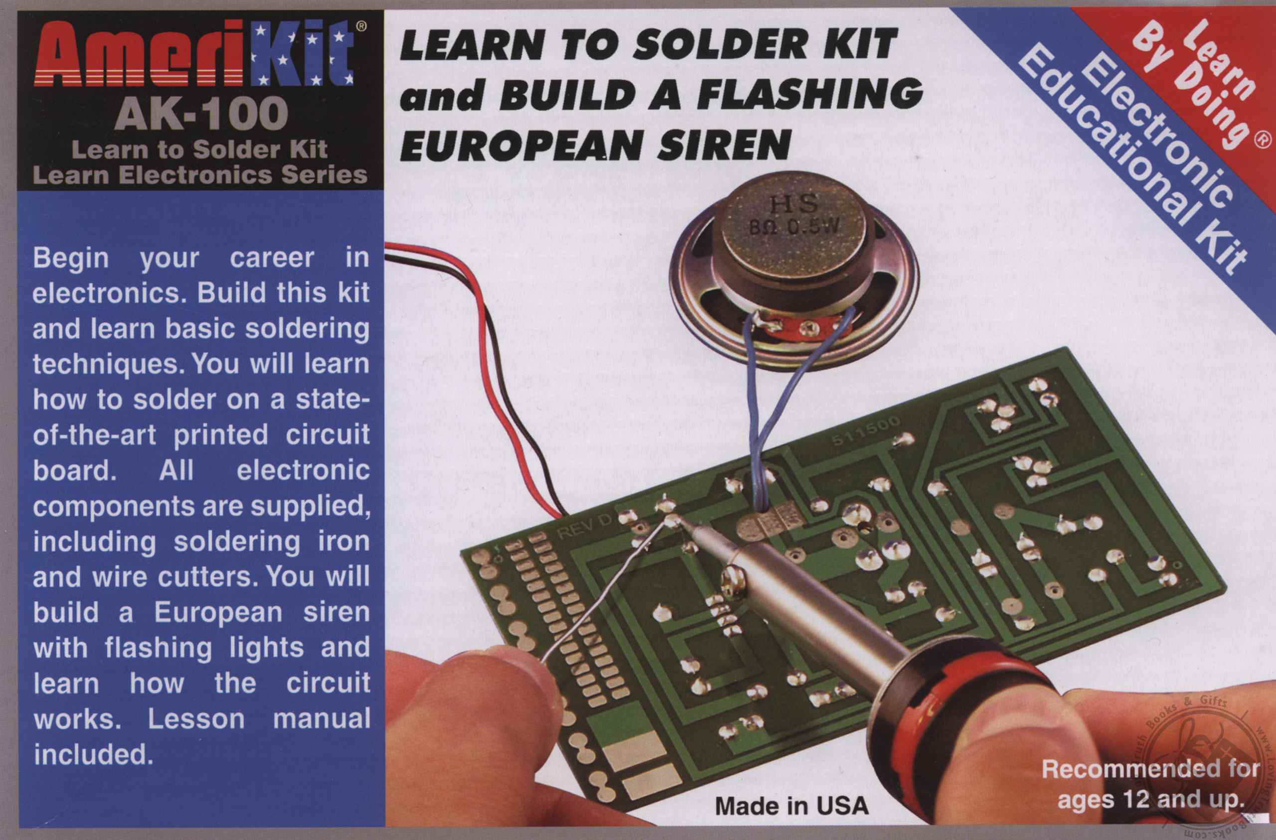 Elenco AK-100 Beginner Learn to solder kit with Tools Ages 12+ 
