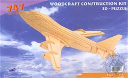 3-D Wooden Puzzle: 747 (Wood Craft Construction Kit) 33 Pieces Ages 7 and Up,Puzzled Inc