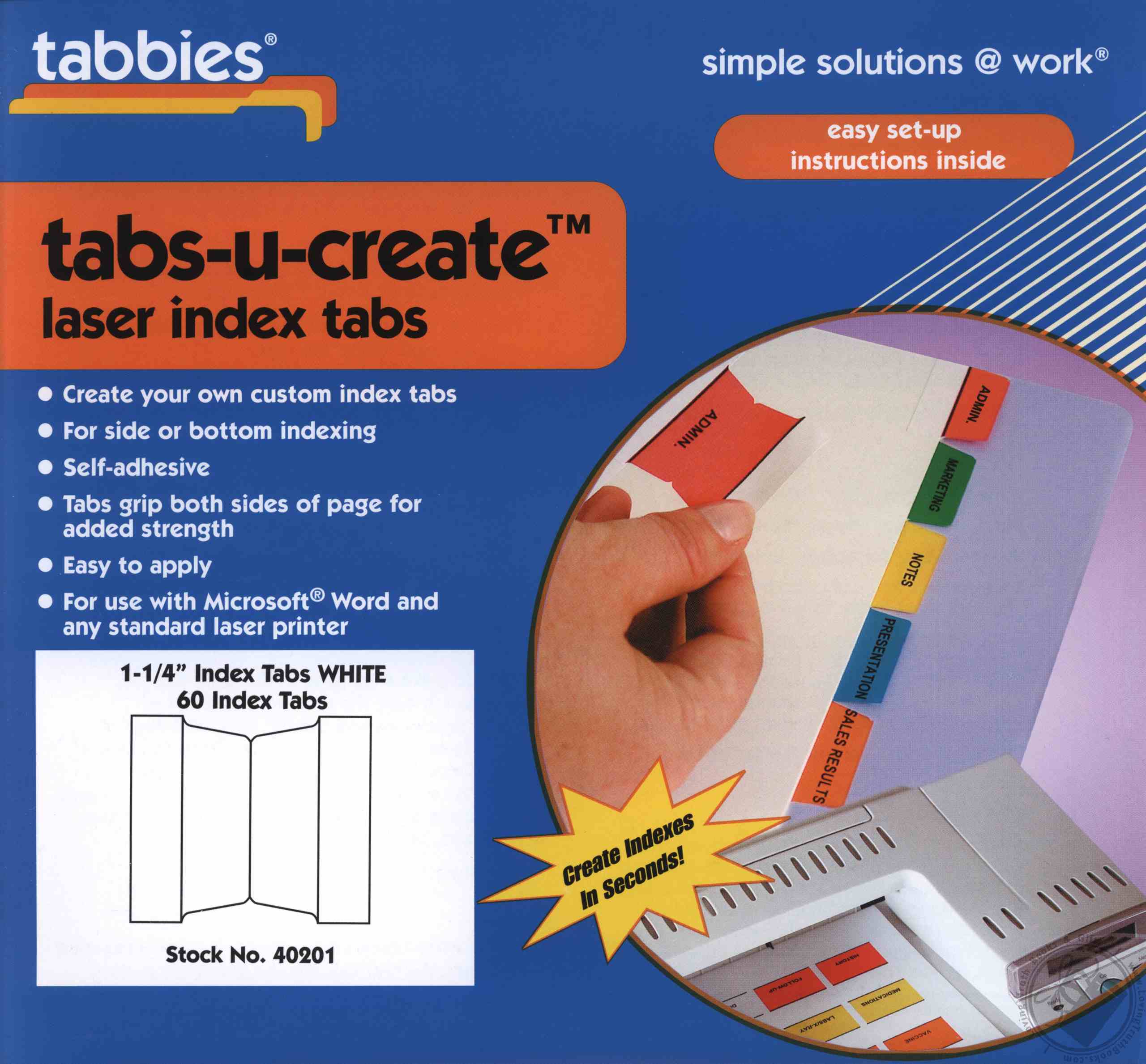 TabsUCreate Laser Index Tabs Pack of 60 (Stock No. 40201) by Tabbies