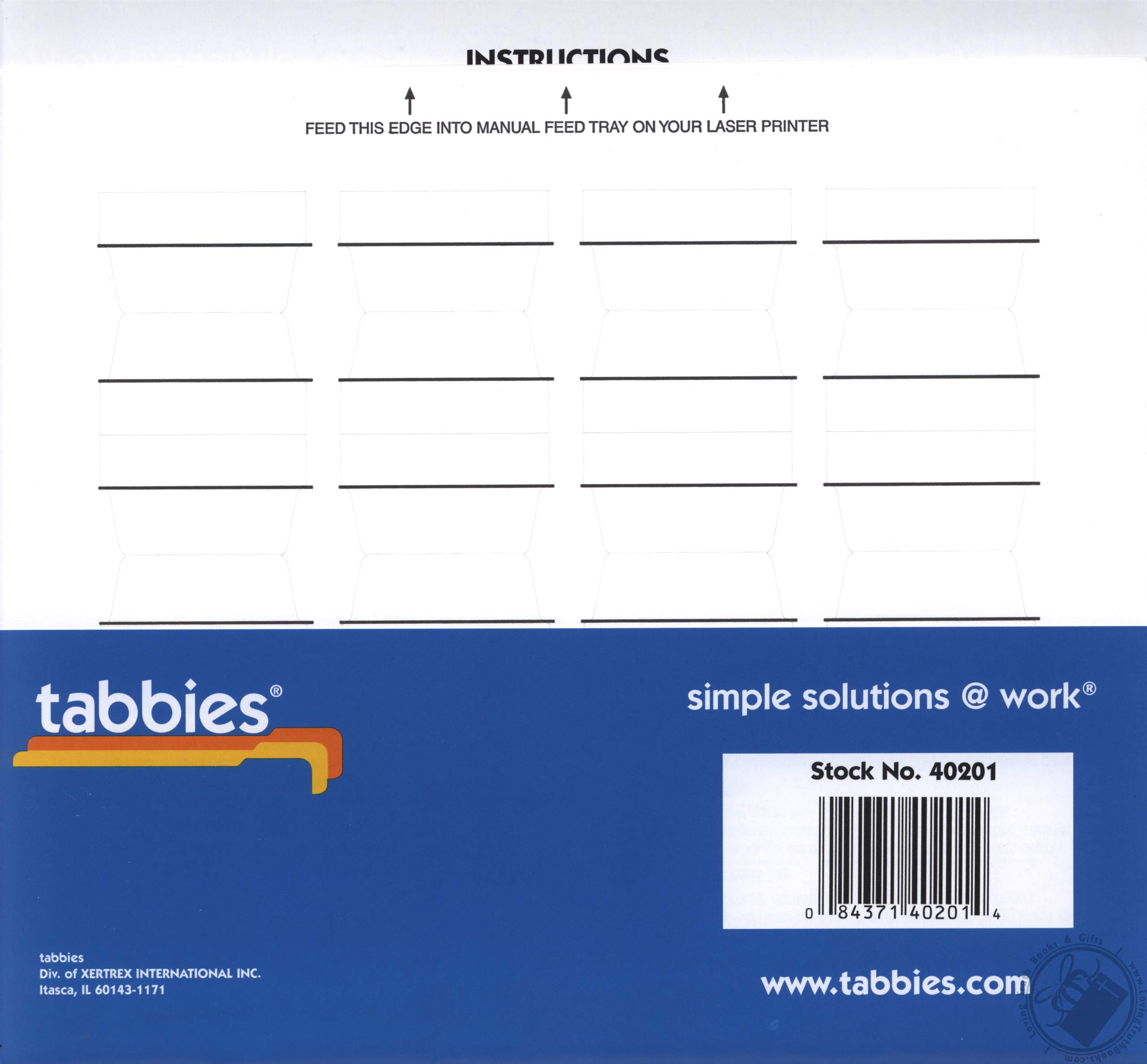 TabsUCreate Laser Index Tabs Pack of 60 (Stock No. 40201) by Tabbies