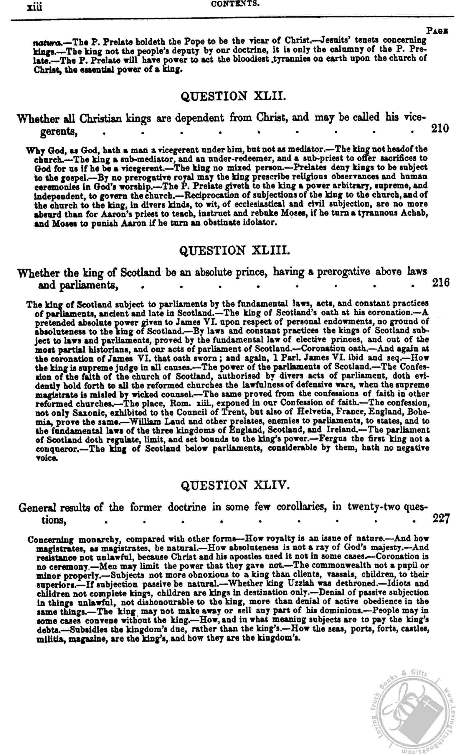 Lex, Rex or The Law and the Prince by Rev. Samuel Rutherford (First