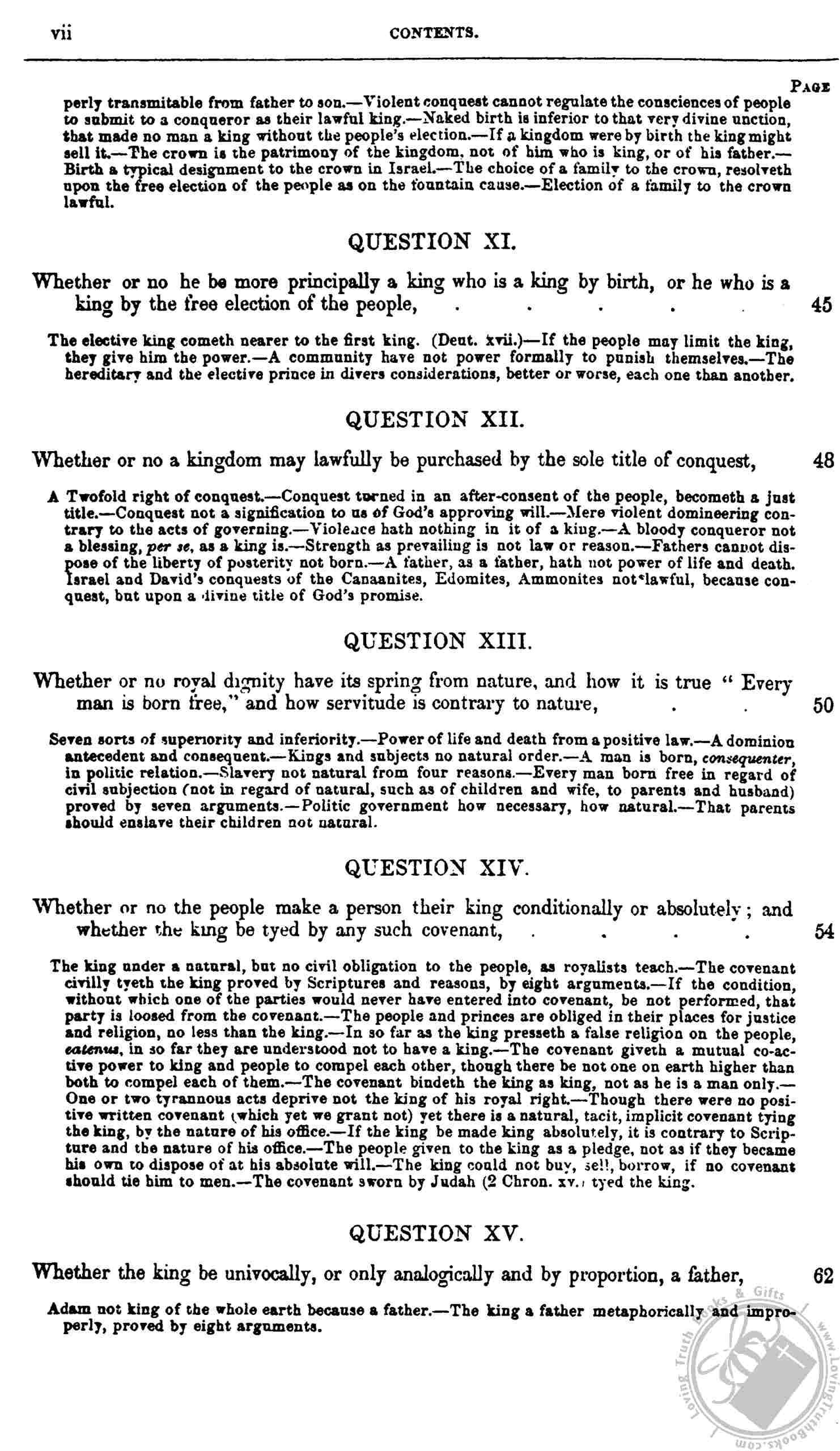 Lex, Rex or The Law and the Prince by Rev. Samuel Rutherford (First
