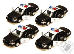 Diecast Collectible Ford Crown Victoria Police Interceptor with Pullback Action and Openable Doors (Scale 1:42) (Black Die Cast Police Car),Kinsmart