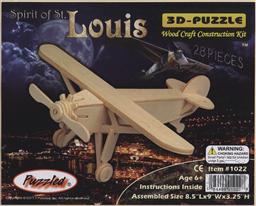 3-D Wooden Puzzle: Spirit of St Louis (Wood Craft Construction Kit) 28 Pieces Ages 6 and Up,Puzzled Inc