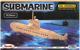 3-D Wooden Puzzle: Submarine (Wood Craft Construction Kit) 29 Pieces Ages 7 and Up,Puzzled Inc