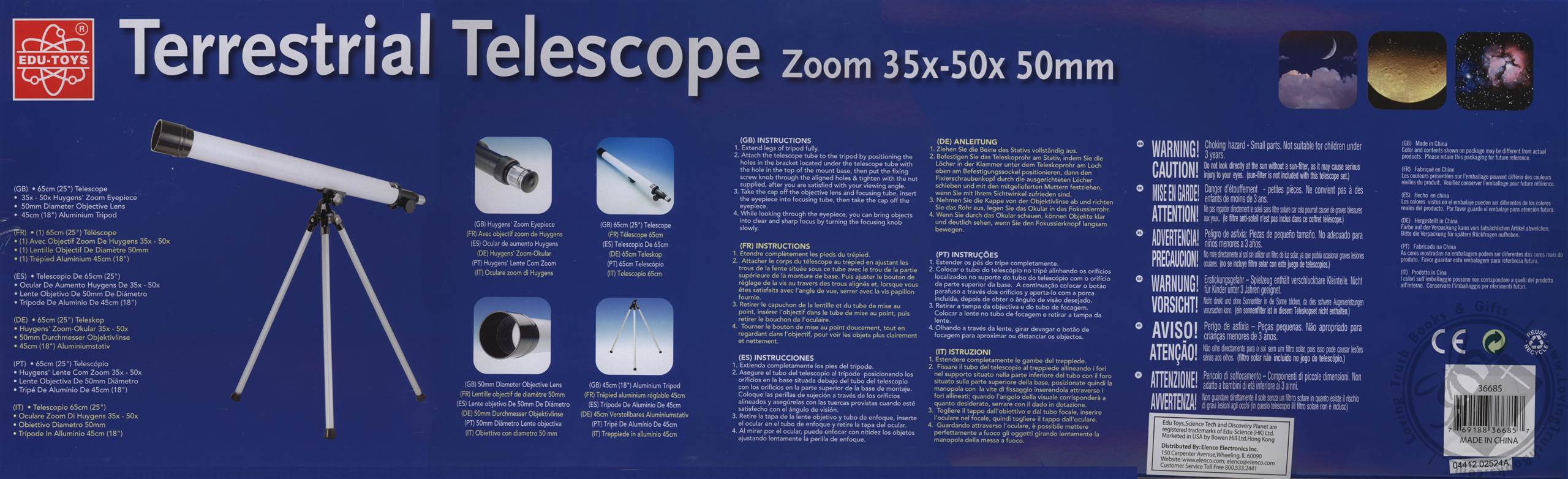 35x50x 50mm Zoom Terrestrial Telescope by EduToys (Experiment