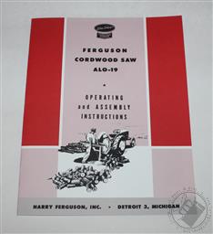 Ferguson ALO-19 Cordwood Saw / Buzz Saw, Operators Manual, Ford-Ferguson,Harry Ferguson Inc.