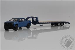 2019 Chevy Silverado 1500 LT Trail Boss & Gooseneck Flatbed Trailer 1:64 Scale Diecast Model F150,Greenlight Collectibles 