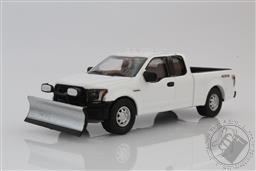 2015 Ford F-150 w/ Snow Plow & Emergency Light Bar 1:64 Scale Diecast Model (White) F150,Greenlight Collectibles 
