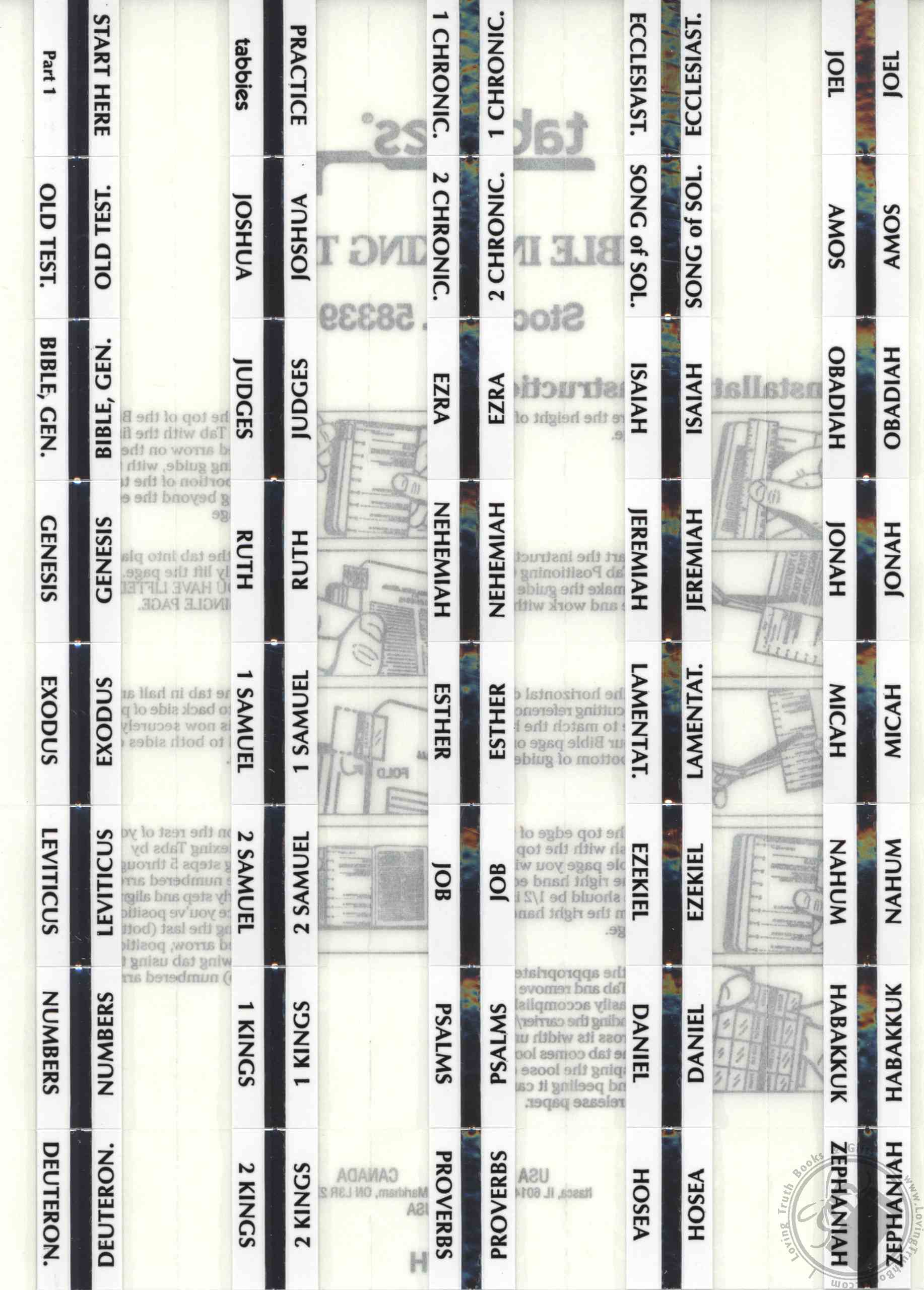 Standard Print Silver Bible Indexing Tabs for any Size Bible (Bible