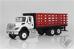 2018 International Workstar Flatbed Stake Truck 1:64 Scale Diecast Model, SD Trucks (White & Burgundy),Greenlight Collectibles 