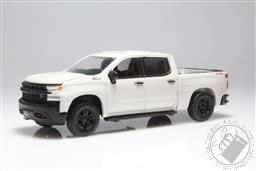 Auto World Premium - 2020 Release 3B - 2019 Chevrolet Silverado Z71 Custom Trail Boss Pickup Truck 1:64 Scale Diecast Model (White),Auto World