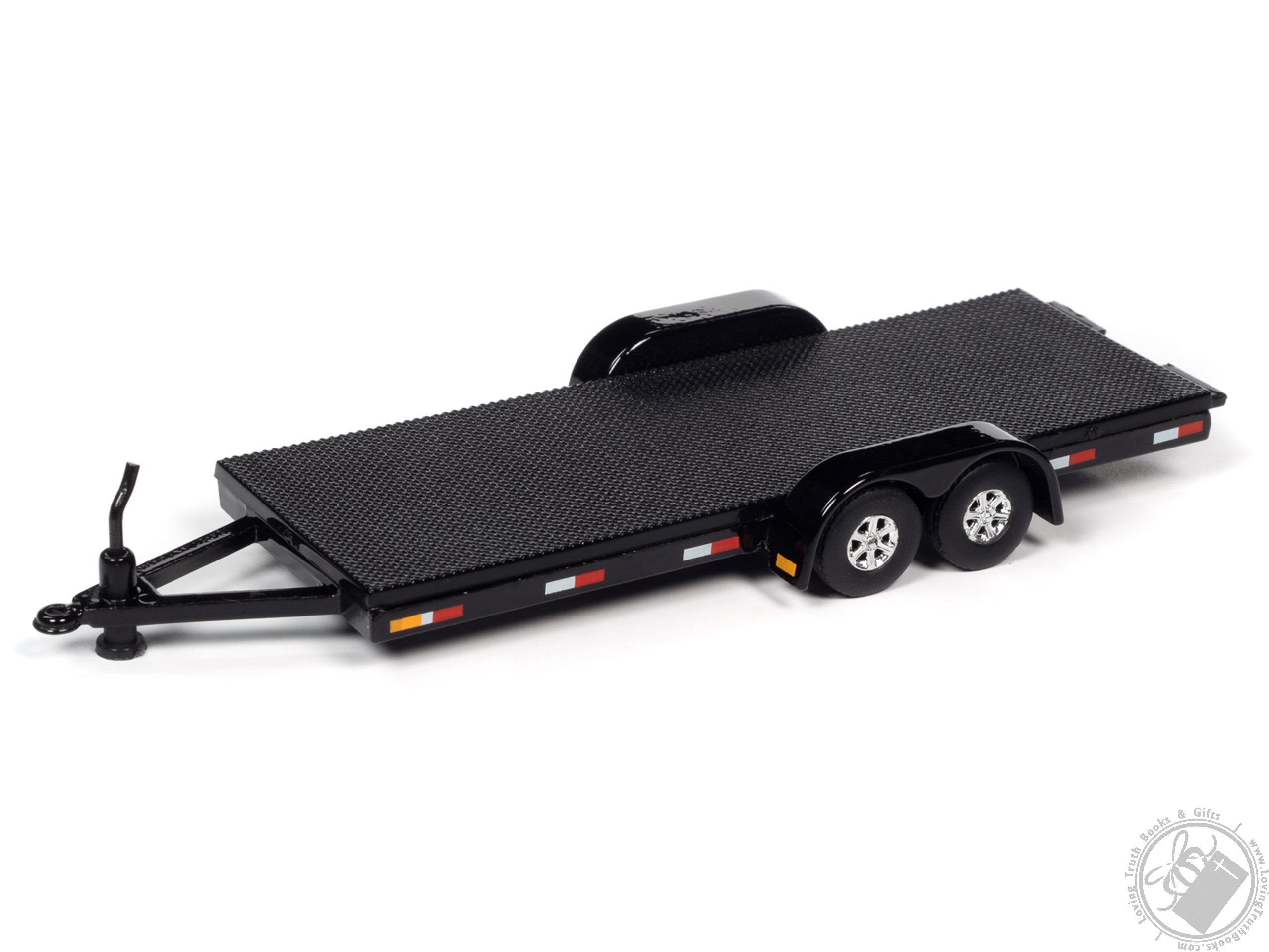 Auto World Black Flatbed Trailer with Removable Ramps for 164 Diecast