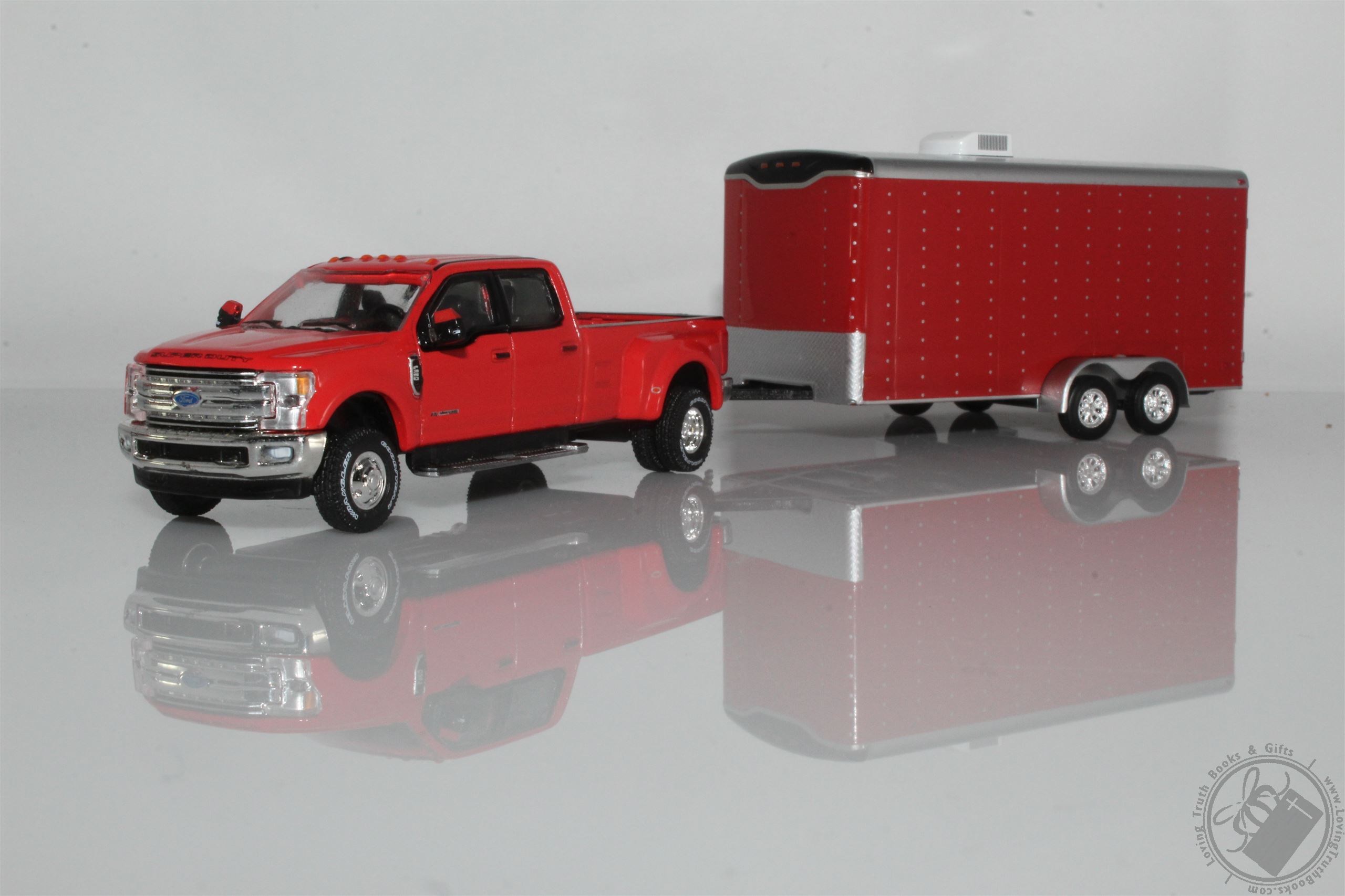 2019 Ford F350 Dually Pickup Truck, With Red Enclosed Box Trailer