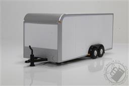 Auto World White Enclosed / Box Trailer with Opening Loading Ramp and Side Door for 1:64 Diecast Vehicles, 1:64 Scale Diecast Model,Auto World