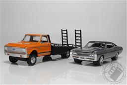 H.D. Trucks Series 12 - 1972 Chevy C-30 Ramp Truck with 1968 Chevrolet Impala SS 1:64 Scale Diecast Model,Greenlight Collectibles 
