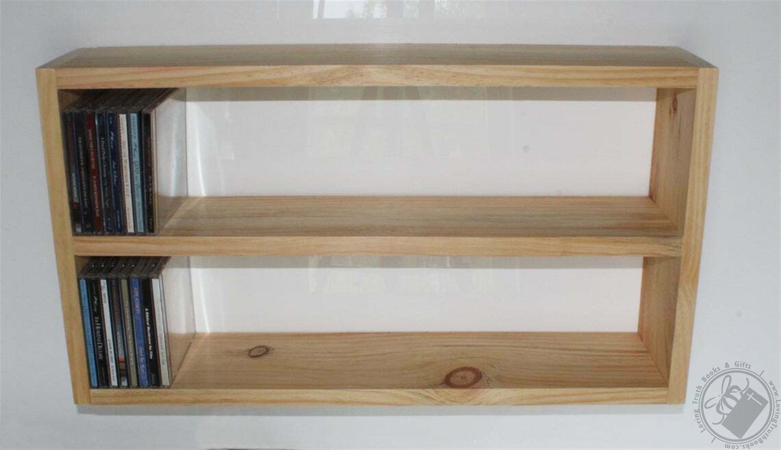 Solid White Pine Real Wood Floating Box Shelf, Rectangular, CD Shelf