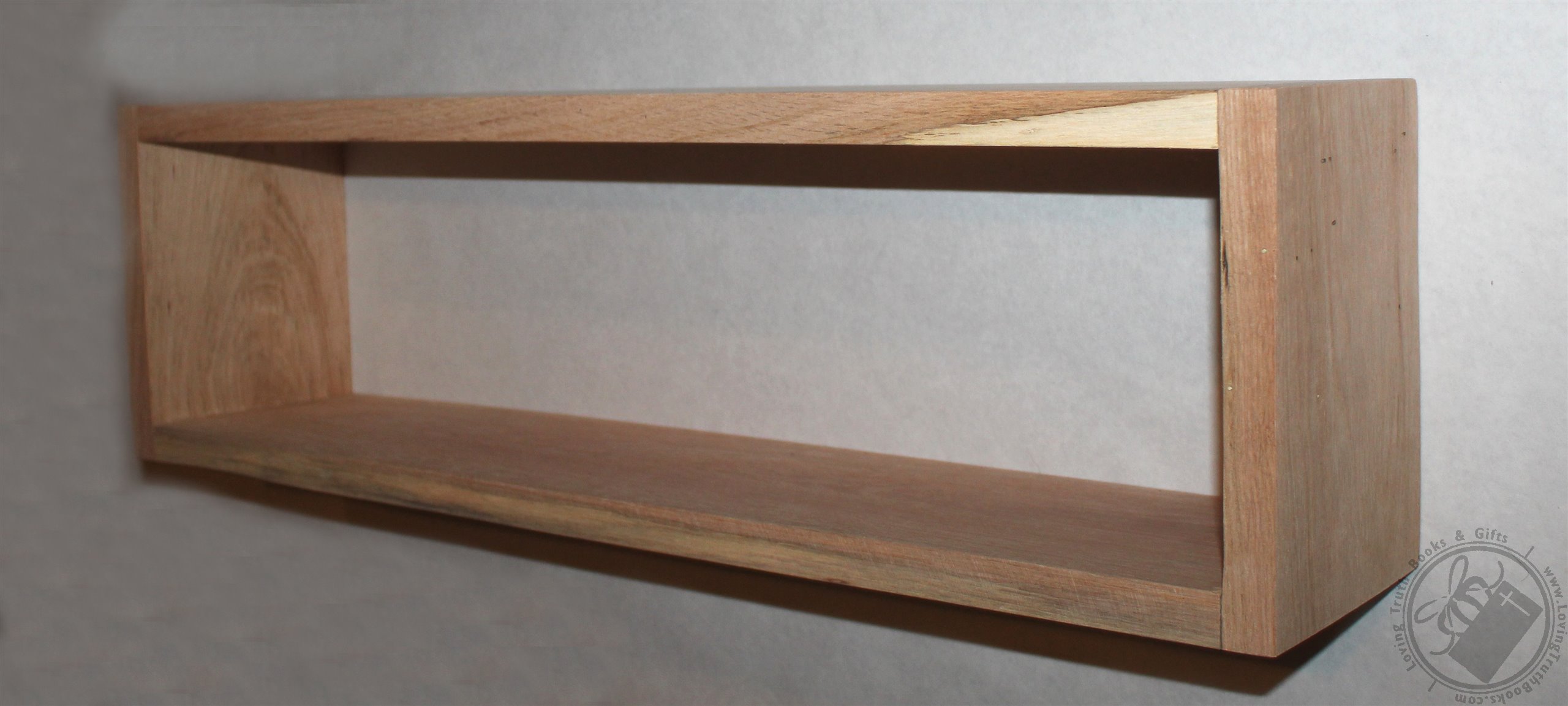 Solid Red Oak Real Wood Floating Box Shelf, Rectangular CD Shelf