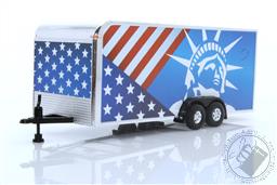 Auto World 1/64 Scale Enclosed Trailer in Patriotic Theme,Auto World