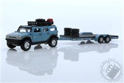 Hummer H2 in Ocean Blue with Open Trailer,Johnny Lightning