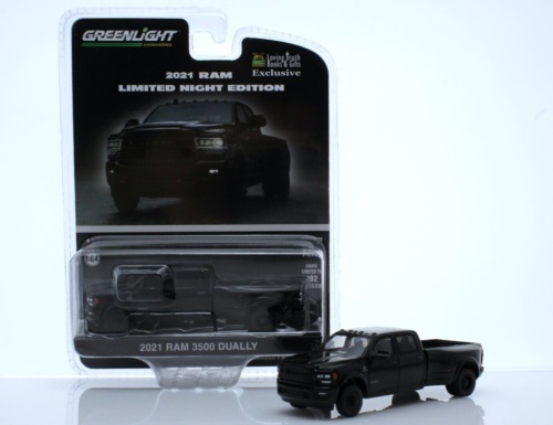 2021 Dodge RAM 3500 Dually - Limited Night Edition - Diamond Black Crystal Pearl-Coat - Loving Truth Exclusive - Greenlight 51472,Greenlight Collectibles