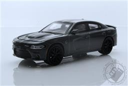 GreenLight Muscle Series 24 - 2018 Dodge Charger SRT Hellcat - Granite Crystal with Black Stripes,Greenlight Collectibles 