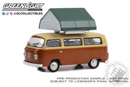 PREORDER The Great Outdoors Series 3 - 1978 Volkswagen Type 2 (T2B) - Panama Brown and Dakota Beige with Camp'otel Cartop Sleeper Tent (AVAILABLE APR-MAY 2023),Greenlight Collectibles
