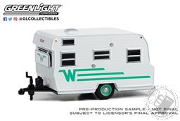 PREORDER Hitched Homes Series 14 - 1965 Winnebago Travel Trailer 216 - White with Green Stripe (AVAILABLE MAR-APR 2023),Greenlight Collectibles