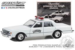 PREORDER Vintage Ad Cars Series 9 - 1980 Chevrolet Impala 9C1 Police “Chevrolet Presents Two Tough Choices” (AVAILABLE JUL-AUG 2023),Greenlight Collectibles