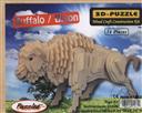 3-D Wooden Puzzle: Buffalo - Bison (Wood Craft Construction Kit) 54 Pieces Ages 7 and Up,Puzzled Inc