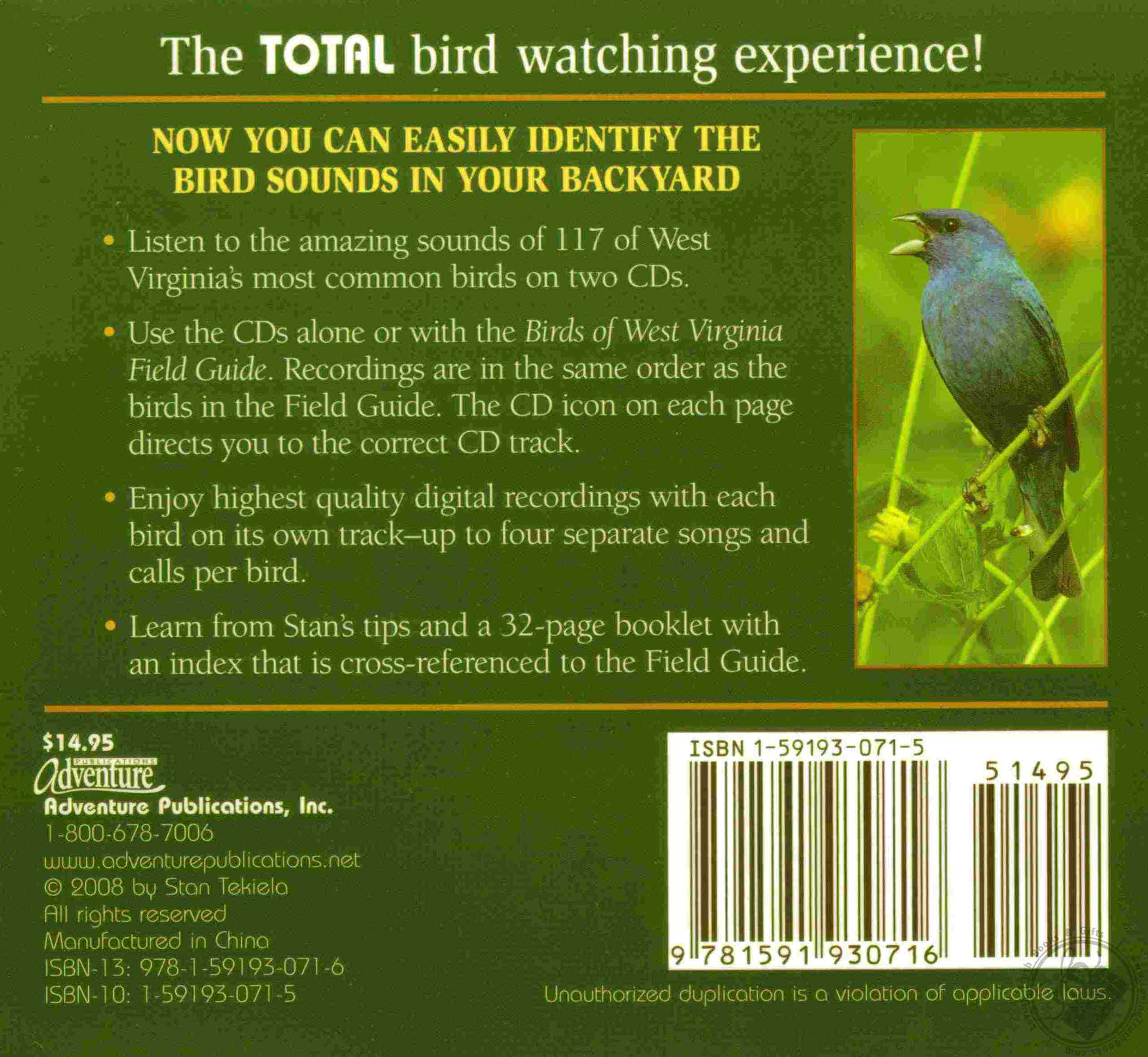 Birds of West Virginia Audio CDs Companion to the Birds of West